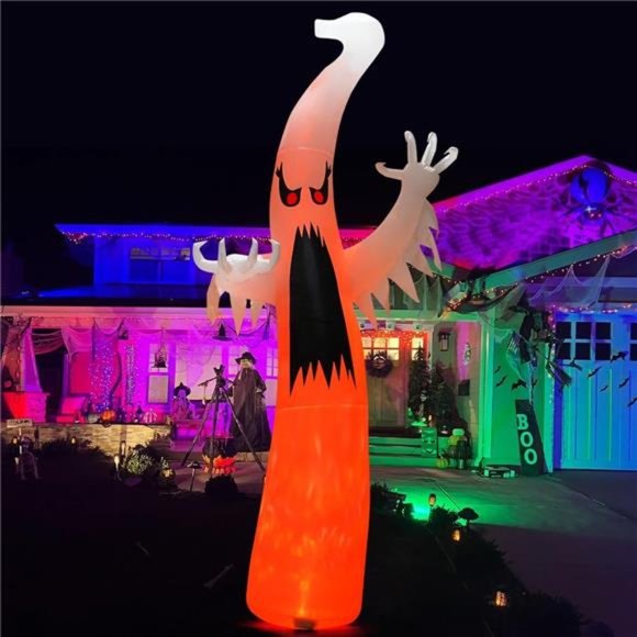 12 FT Halloween Inflatable High Ghost Red Eye with Built-in LEDs - Picture 1 of 6